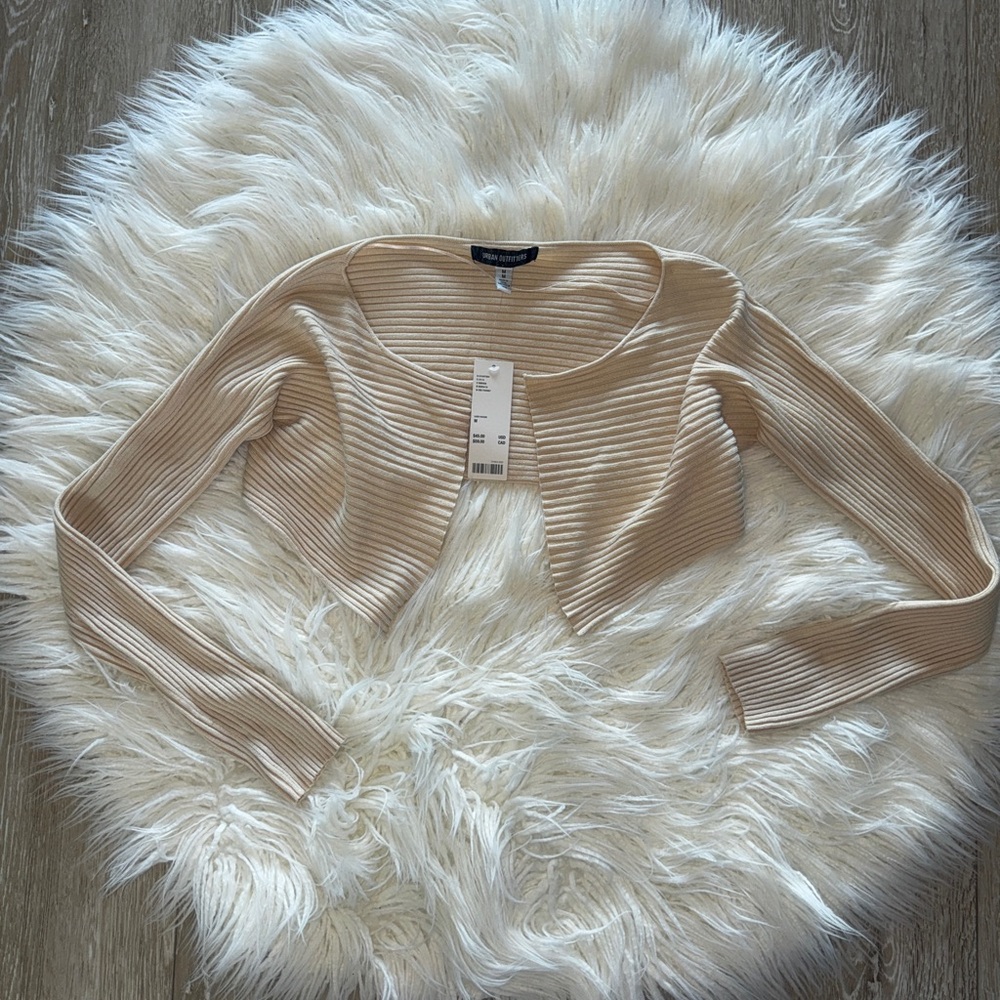 Urban Outfitters Tan Ribbed Cropped Sweater